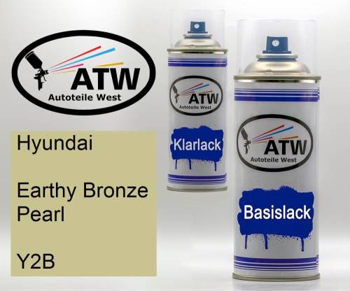 Hyundai, Earthy Bronze Pearl, Y2B: 400ml Sprühdose + 400ml Klarlack - Set, von ATW Autoteile West.